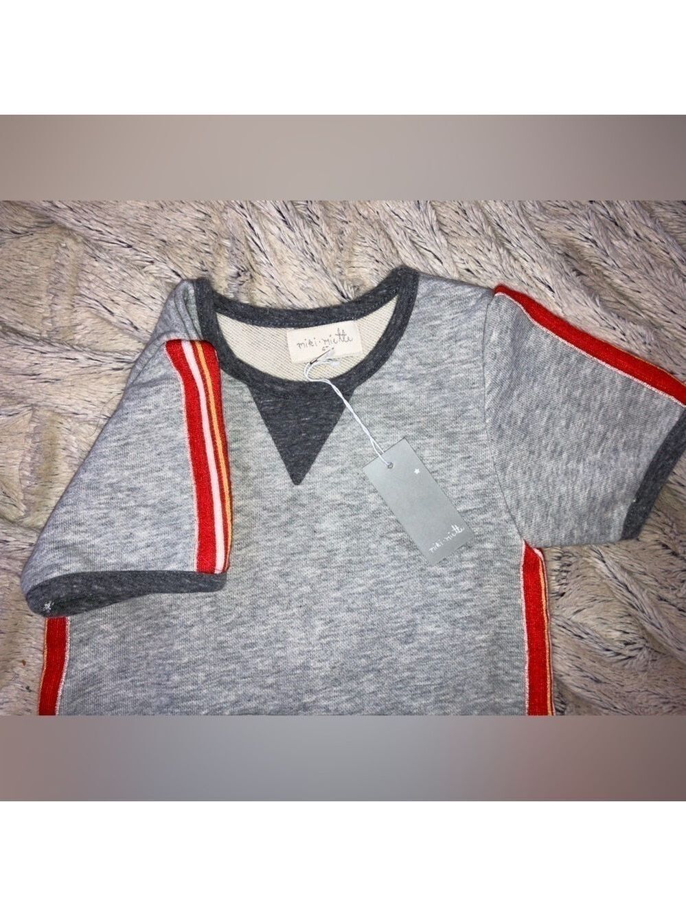 🔥NEW🔥 Nordstrom Miki Miette 4T Short Sleeve stripe Jersey Sweater Dress NWT - Picture 4 of 8